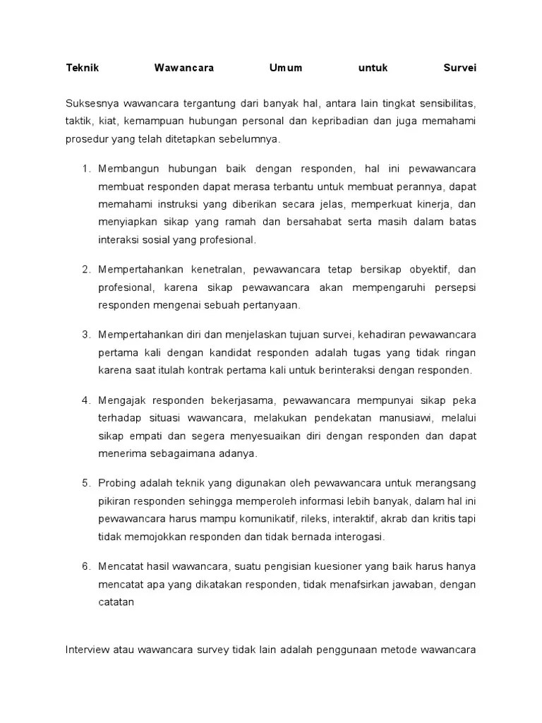 Teknik Wawancara Umum Untuk Survei | PDF