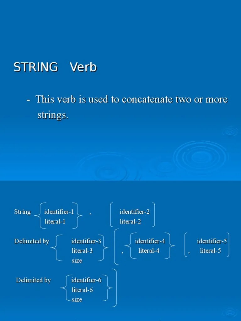 COBOL Verbs String Science) Subject (Grammar)