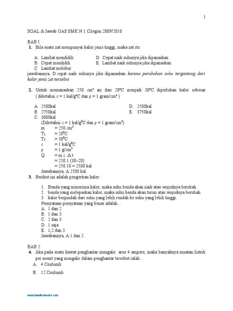 Jika Suatu Zat Mempunyai Kalor Jenis Tinggi Maka Zat Itu