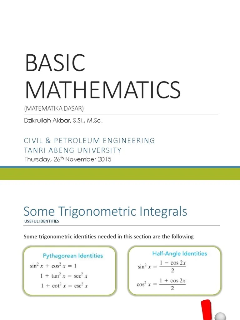 9 Basic Math Integral Part3 Integral Trigonometric Functions