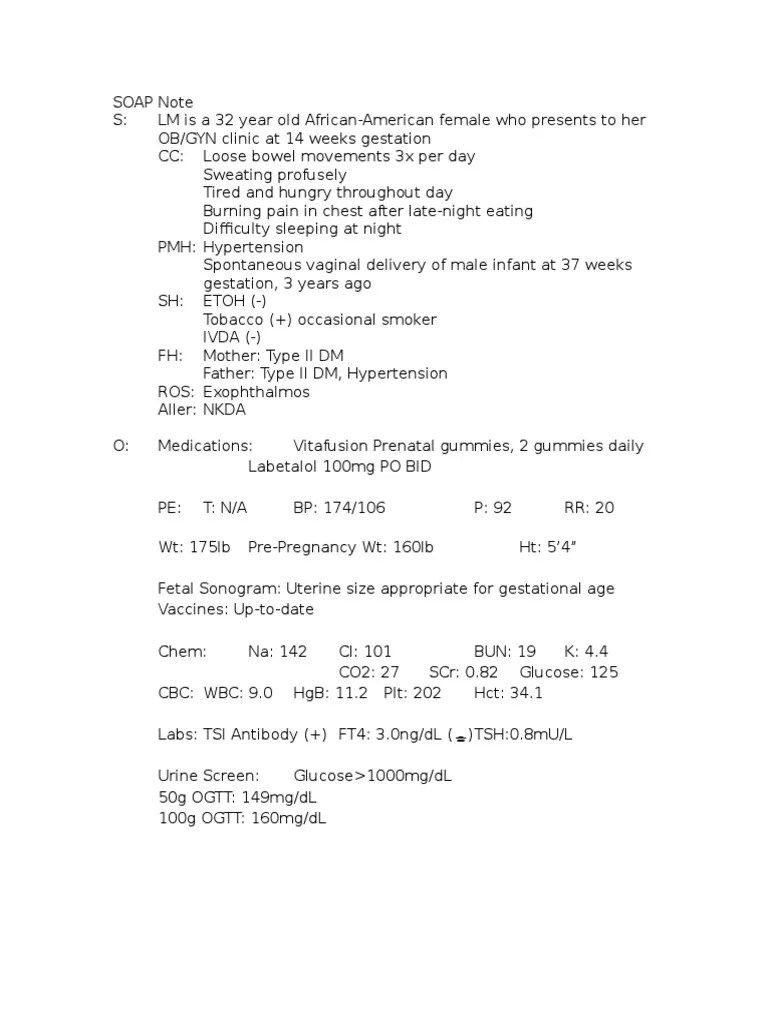 Lm Soap Note Pregnancy Hyperthyroidism