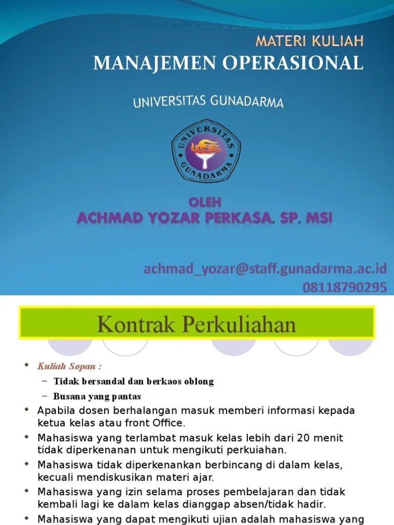 Materi Kuliah Manajemen Operasional