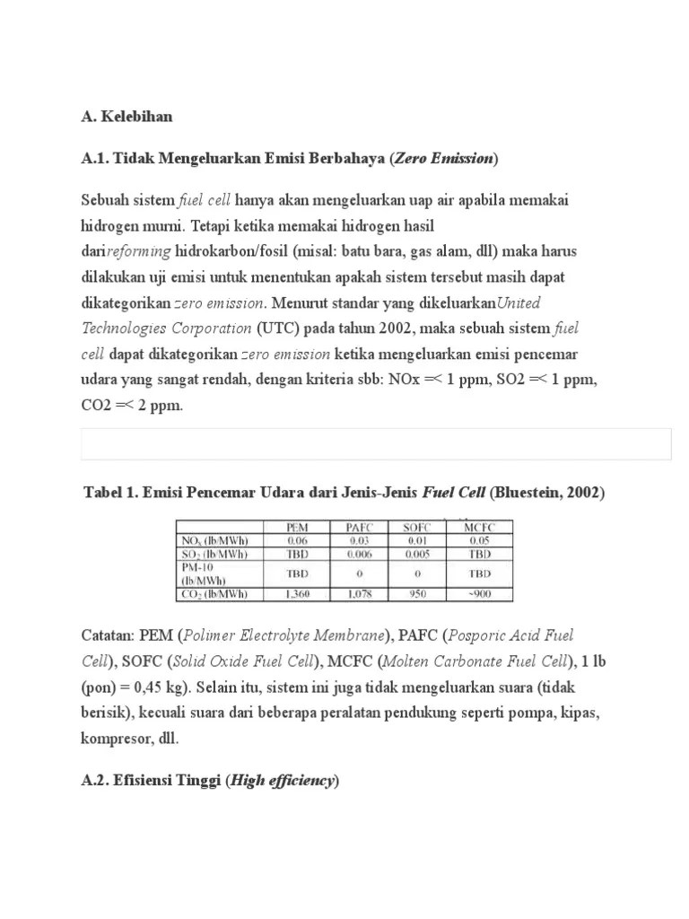 Kelebihan Dan Kekurangan Fuel Cell PDF