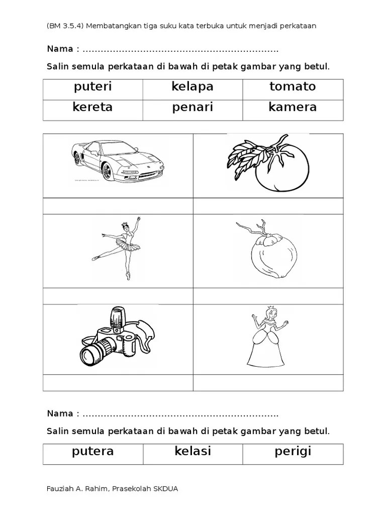 (BM 3.5.4) Membatangkan Tiga Suku Kata Terbuka Untuk Menjadi Perkataan | PDF