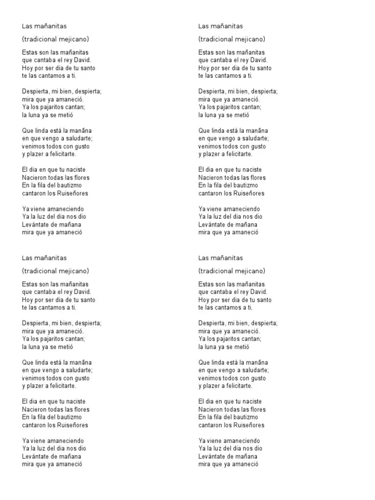 Letra De Las Mañanitas cloudshareinfo