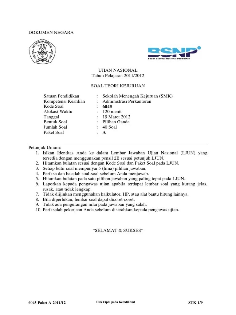 Check spelling or type a new query. Contoh Soal Tes Masuk Smk Jurusan Administrasi Perkantoran