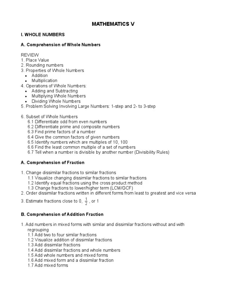 Grade 5, Math Curriculum PDF Fraction (Mathematics) Decimal