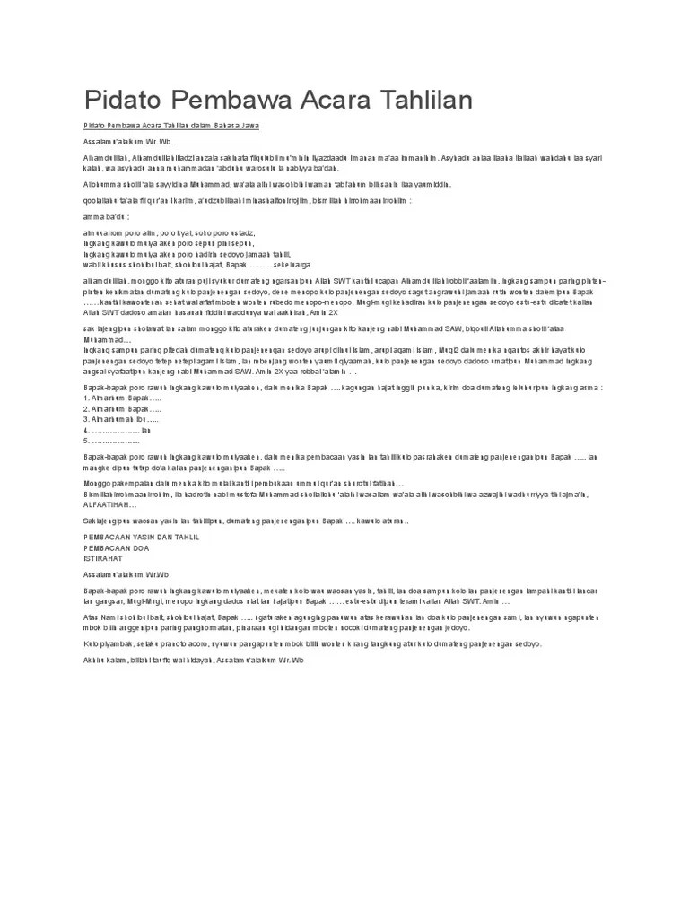 Teks Pembawa Acara Tahlilan – Nasi