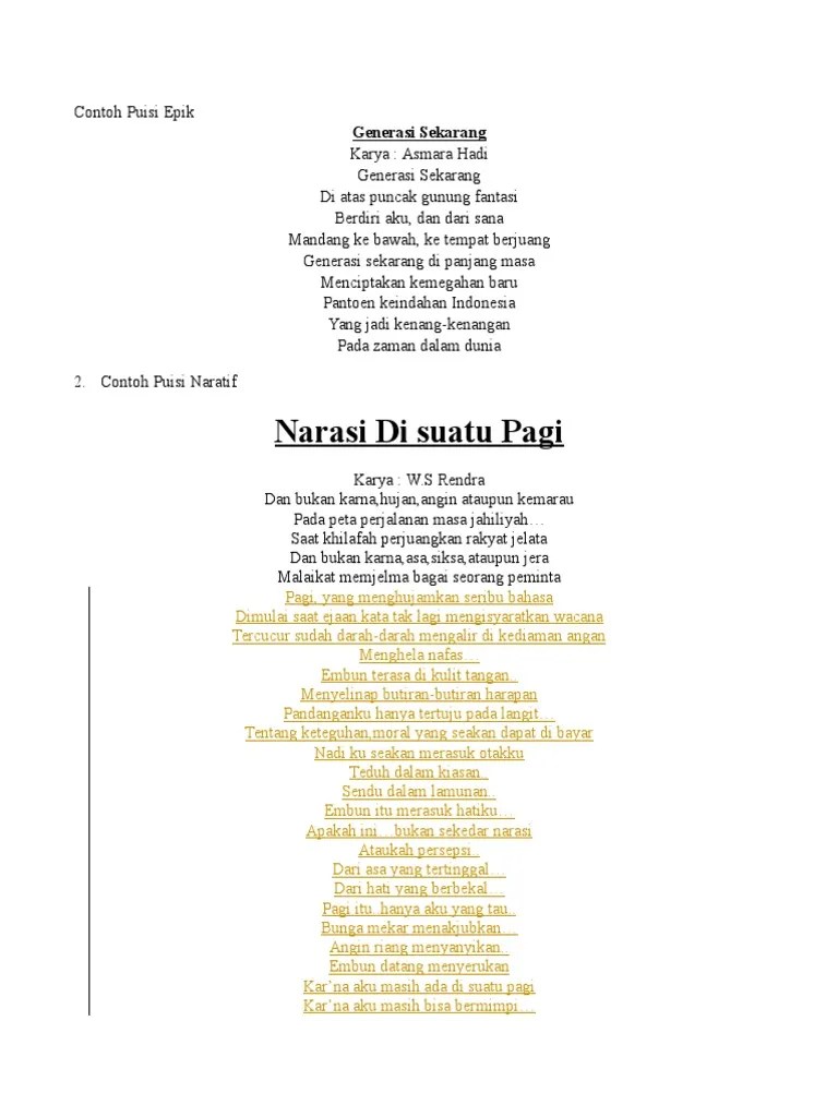 Contoh Puisi Epik