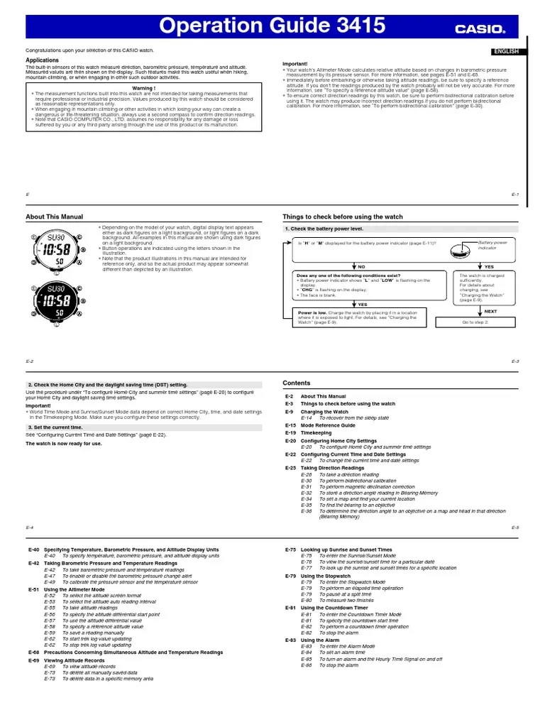 Manual Casio Protrek Prg2707 PDF Atmospheric Pressure Daylight