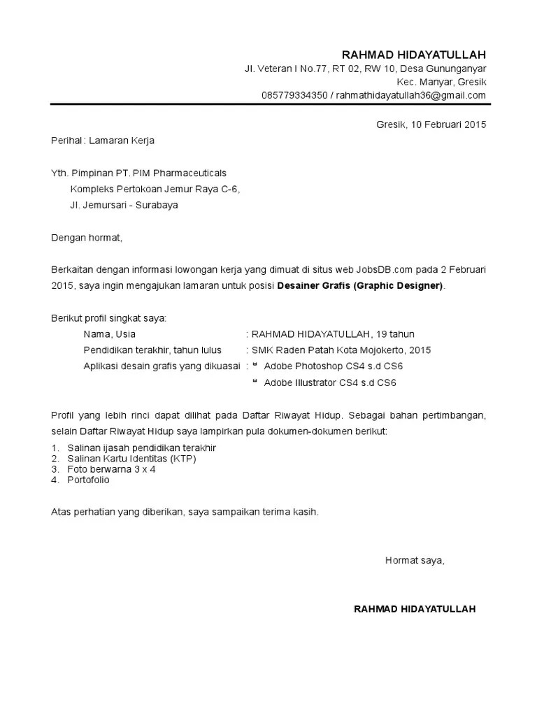 20 Contoh Surat Lamaran Jobsdb