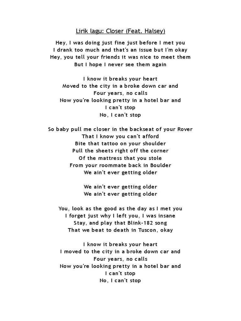 Lirik Closer