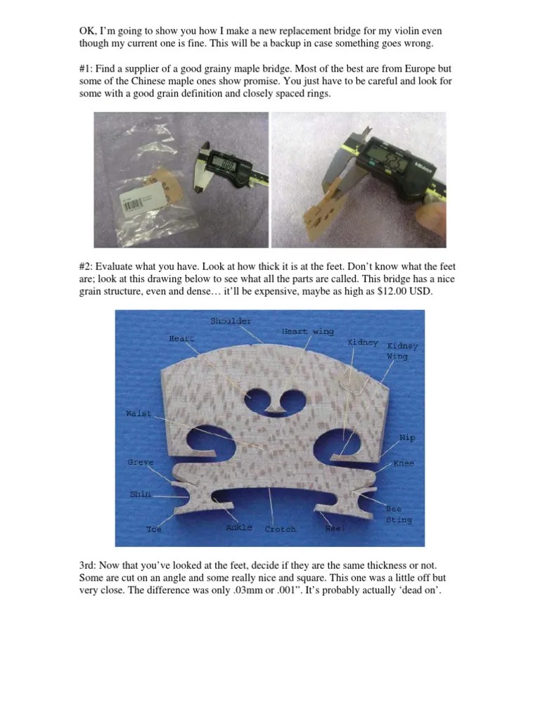 Making A New Violin Bridge PDF Violin Leisure