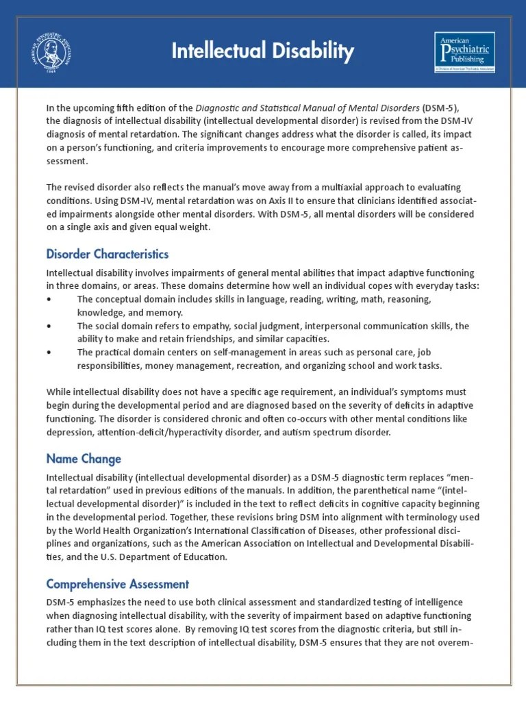 Intellectual Disability Fact Sheet.pdf Dsm 5 Intellectual Disability