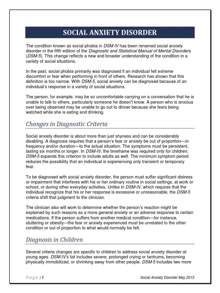 Social Anxiety Disorder Fact Sheet.pdf Mental Disorder