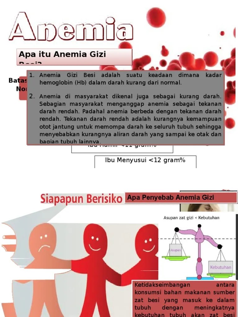 Apa itu Anemia Gizi Besi? Batasan Anemia menurut WHO dan SE Menkes