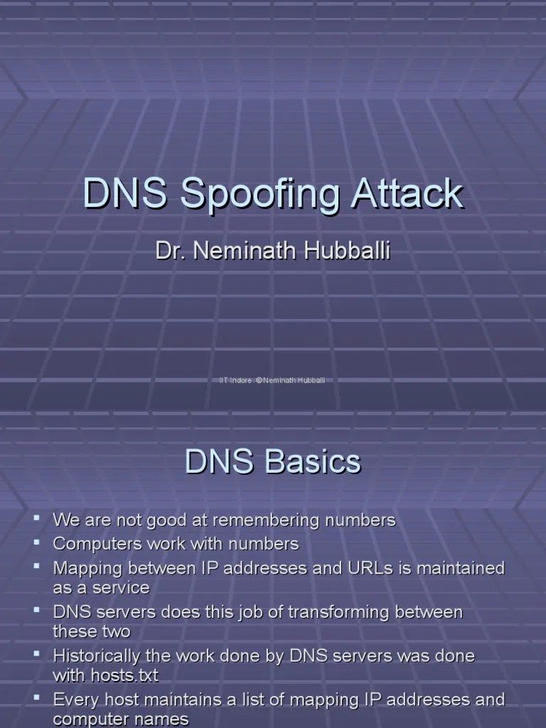DNS Spoofing Domain Name Domain Name System