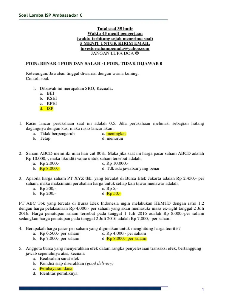 Contoh Soal Dan Jawaban Laba Per Saham Berbagi Contoh Soal