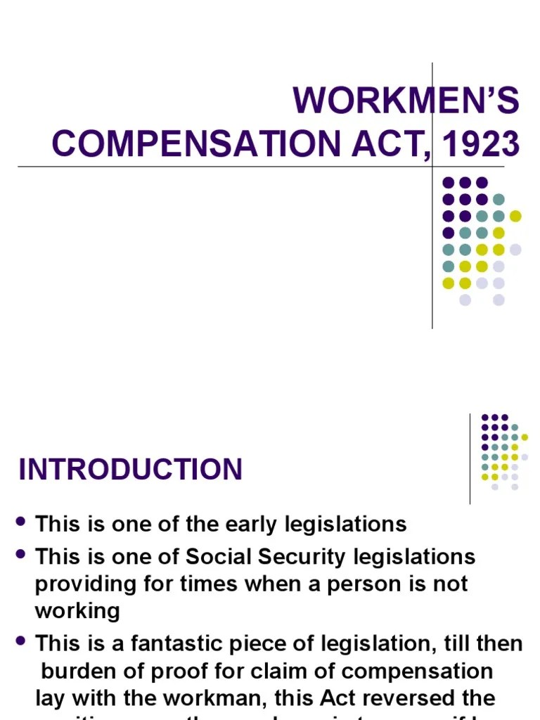 Workmen S Compensation Act 1923 PDF