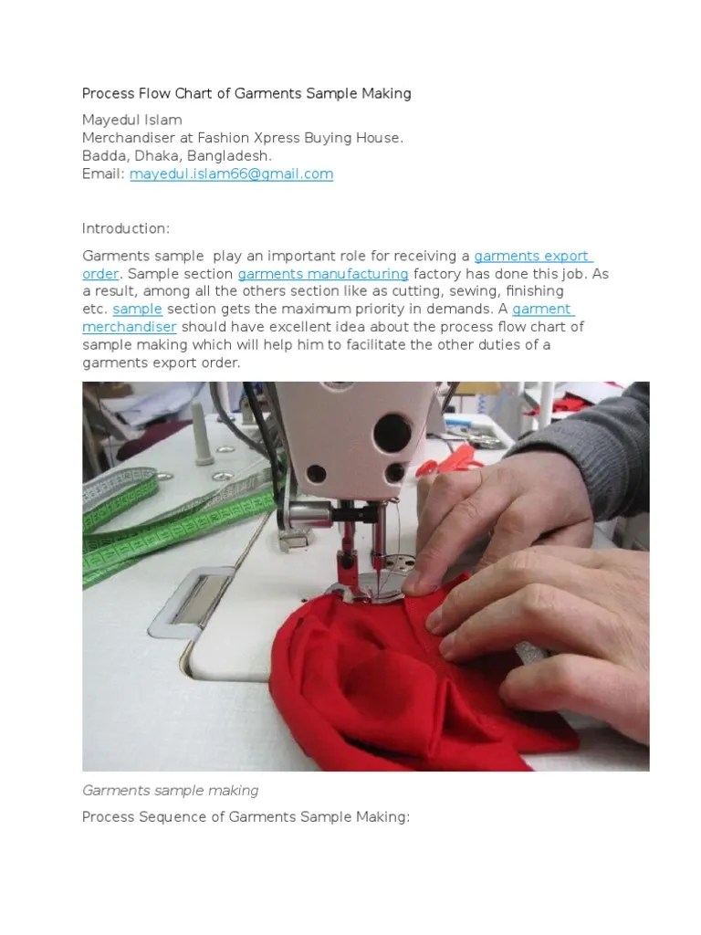 Process Flow Chart of Garments Sample Making.docx Sewing Clothing