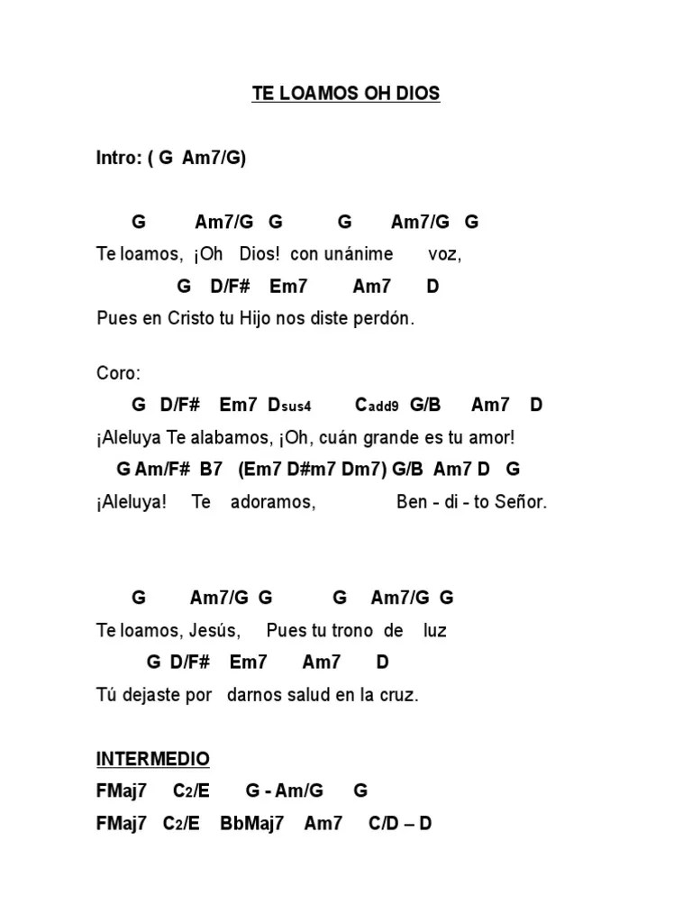 Te Loamos Oh Dios Acordes PDF Textos Religiosos Religión y creencia