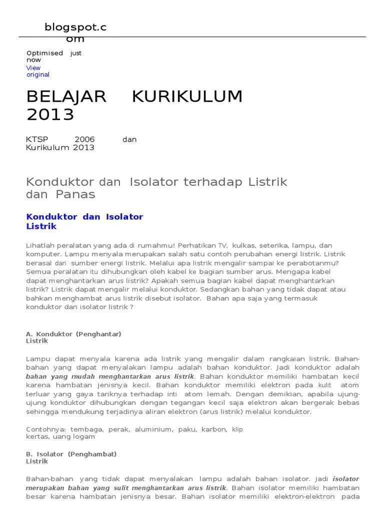 Konduktor Dan Isolator Terhadap Listrik Dan Panas | PDF