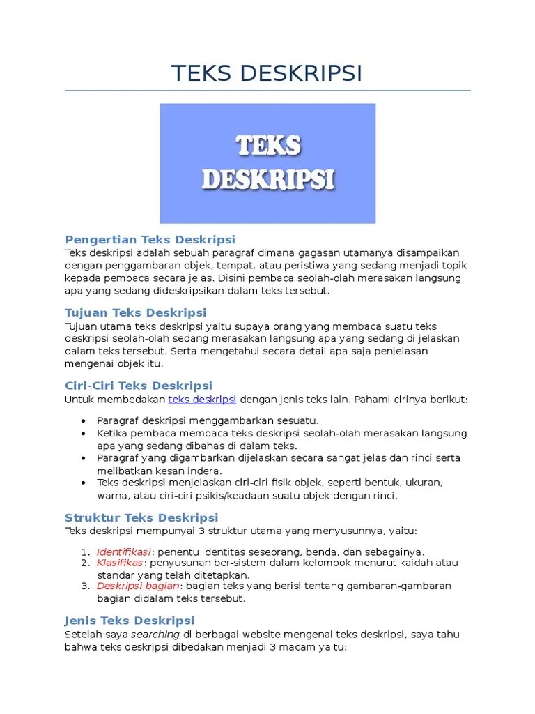 Contoh Paragraf Deskripsi Bagian Identifikasi