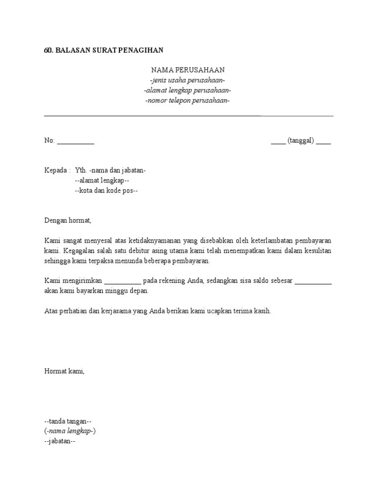 Balasan Surat Penagihan | PDF