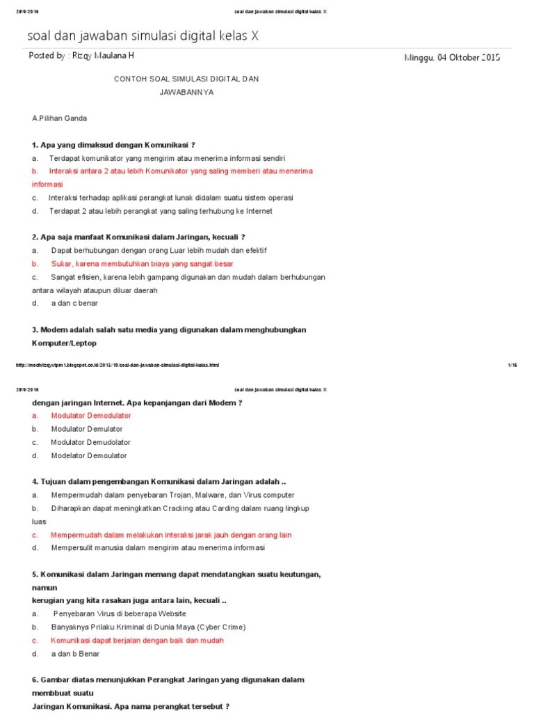 Contoh Soal Pemrograman Dasar Kelas 10 Dan Jawabannya