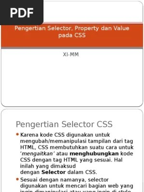 Pengertian Selector, Property Dan Value Pada CSS 1 | PDF