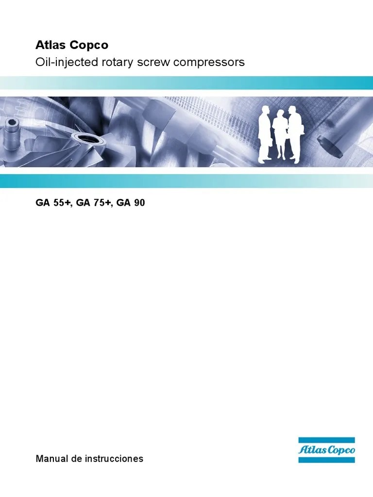 Manual en Español Atlas Copco Ga55+ | PDF | Refrigeración | Compresor