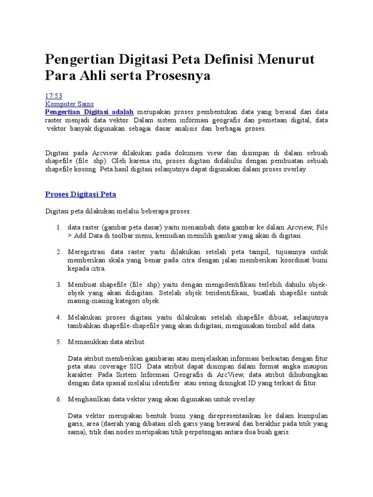 Pengertian Digitasi Peta Definisi Menurut Para Ahli Serta Prosesnya