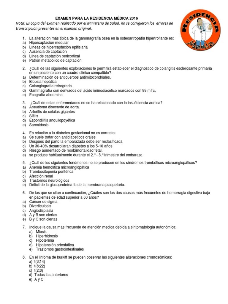 Examen Para La Residencia Medica 2016 Hemorrhoid Cancer
