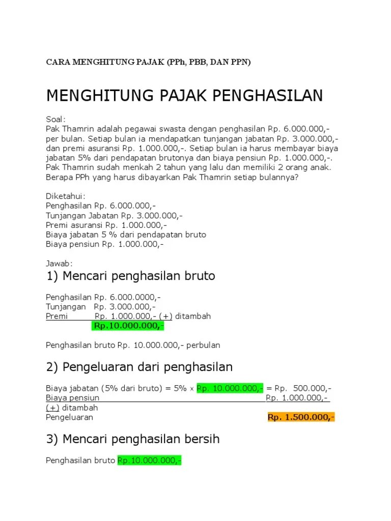 Cara Menghitung Pajak