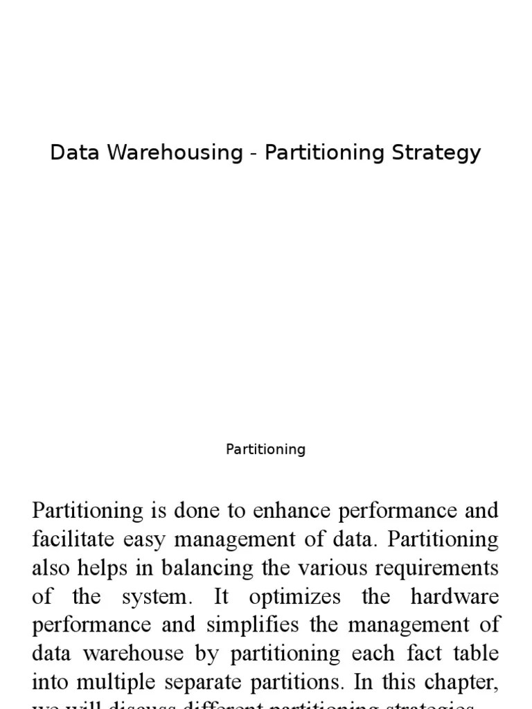 Partitioning Strategy PDF Data Warehouse Information Retrieval