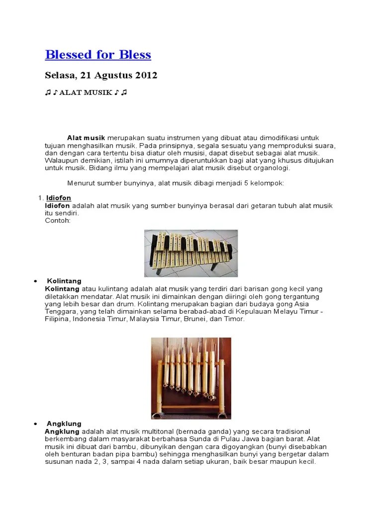 Sumber Bunyi Kolintang Berasal Dari