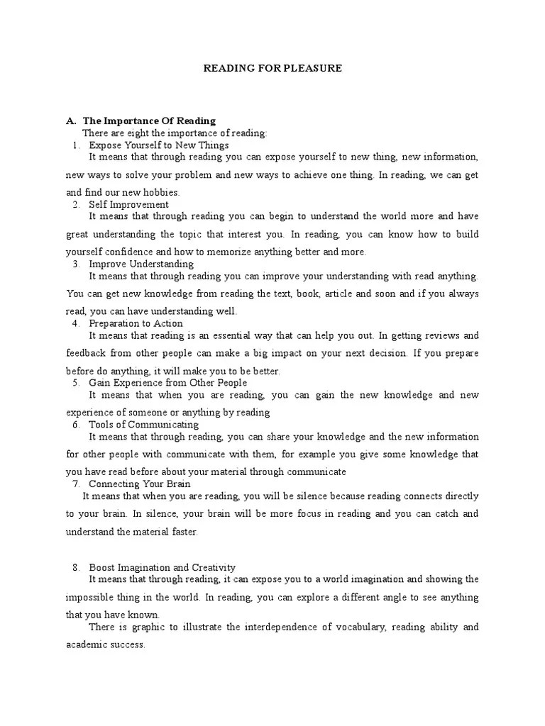 Reading for Pleasure English Language Vocabulary