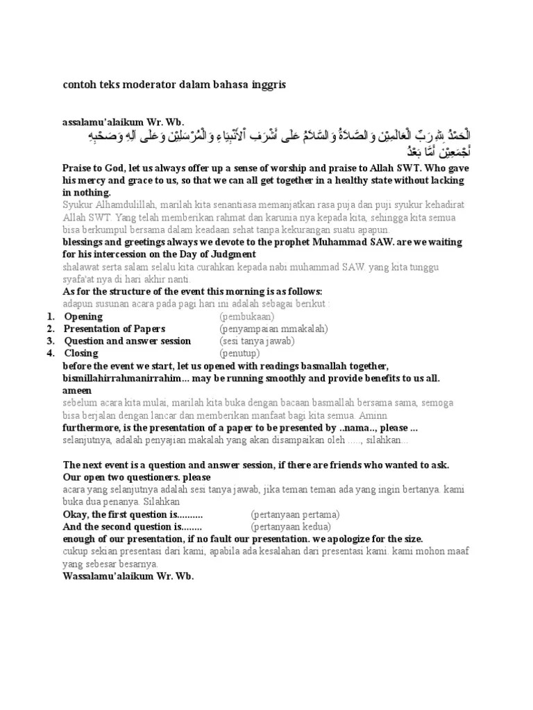 Contoh Teks Moderator Dalam Bahasa Inggris | PDF | Teisme | Mitologi