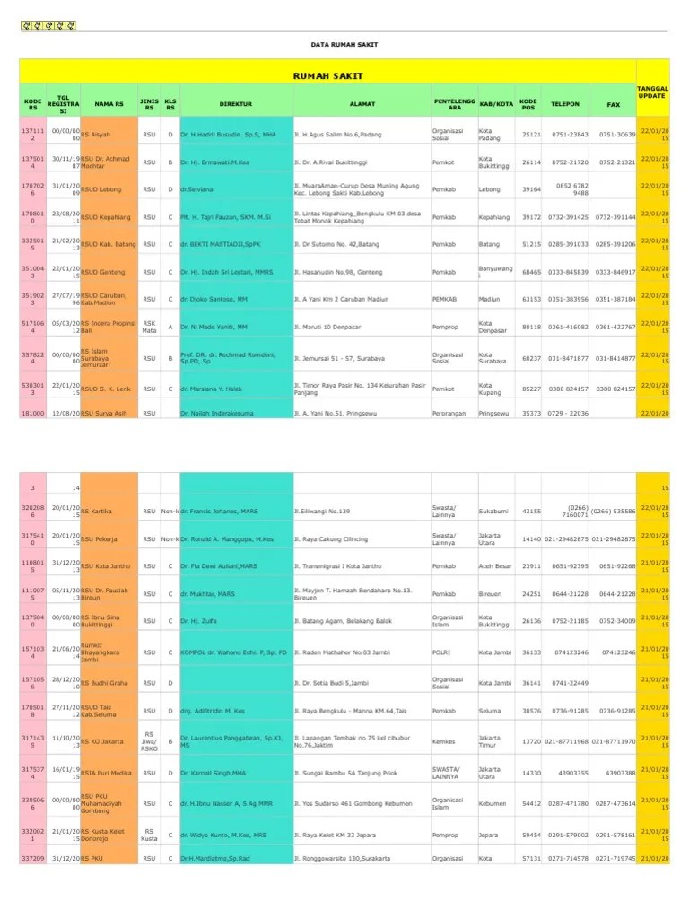 Data Rumah Sakit Report | PDF