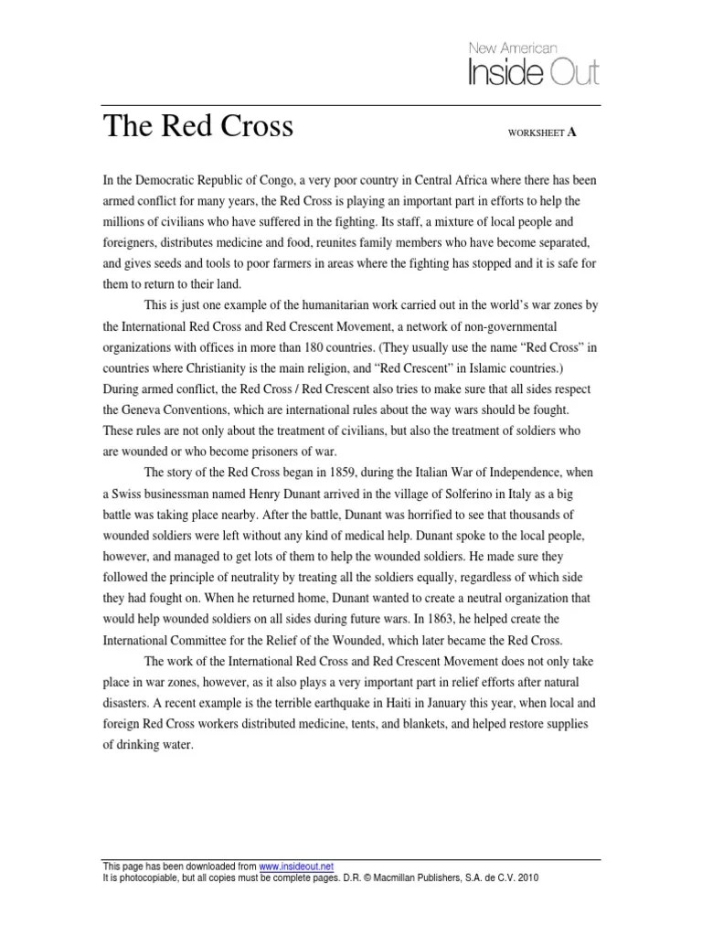 The Red Cross worksheet.pdf International Red Cross And Red