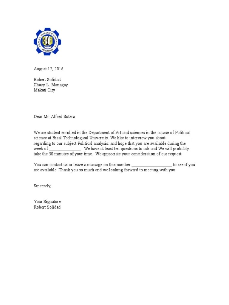 Sample Letter Requesting An Interview PDF