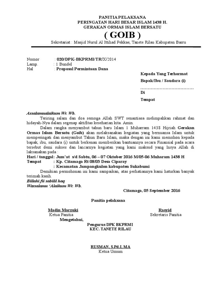 Contoh Proposal Kegiatan Menyambut Tahun Baru Islam - Berbagi Contoh  Proposal