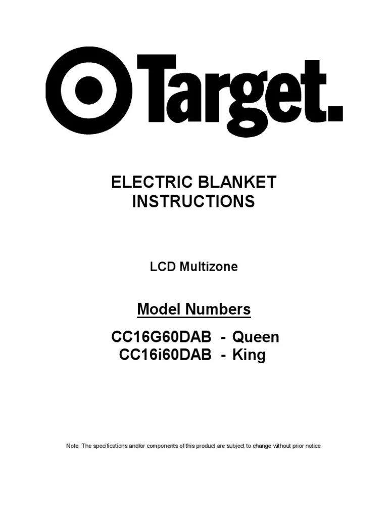 Target Electric Blanket Instructions PDF Ac Power Plugs And Sockets