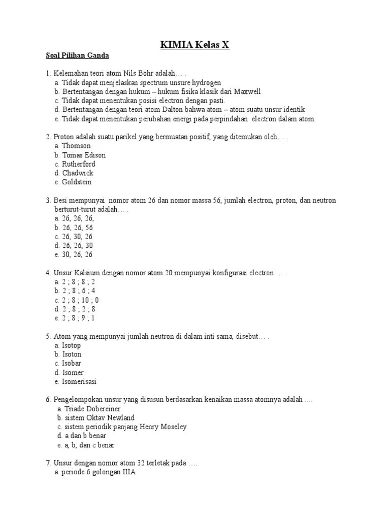 Soal KIMIA Kelas X | PDF