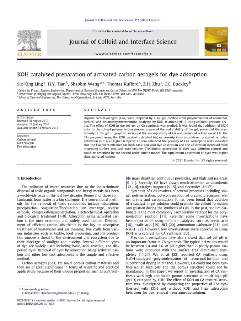 Reprinted from Journal of Colloid and Interface Science, 357, Olsson