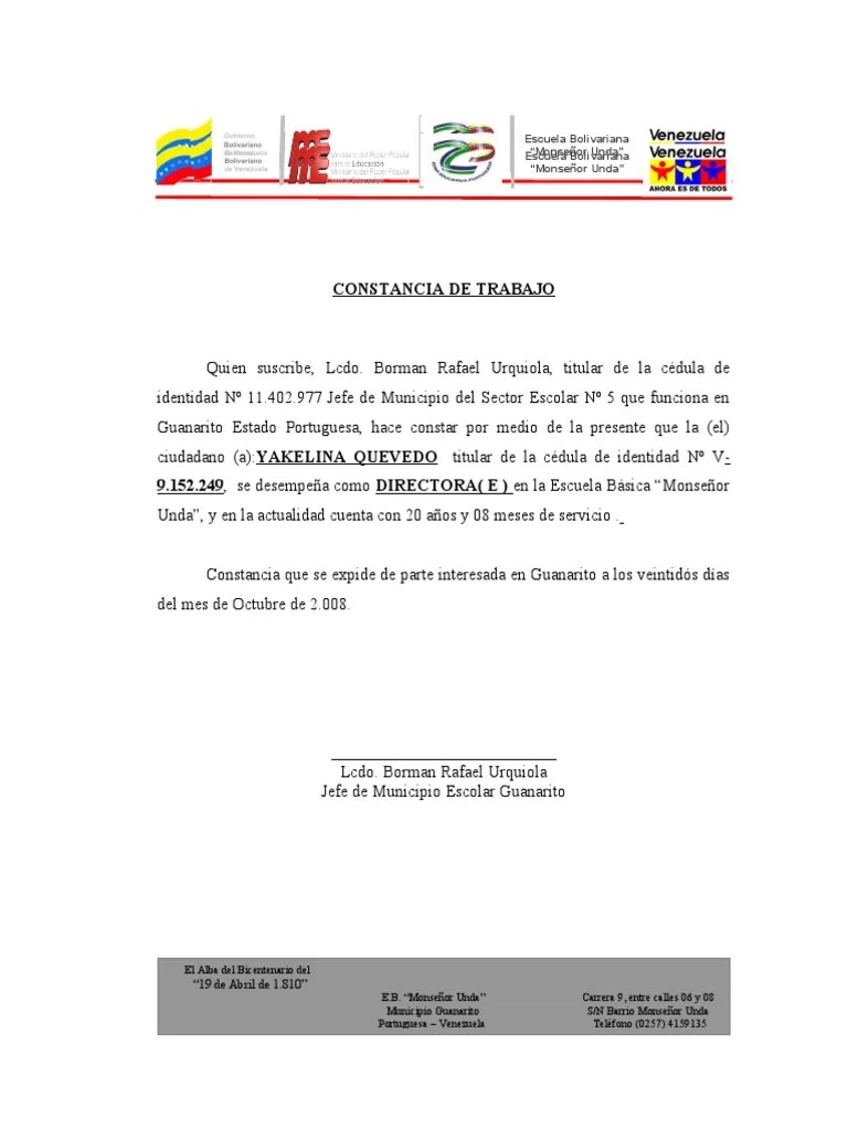 CONSTANCIA DE TRABAJO Venezuela Costa Rica