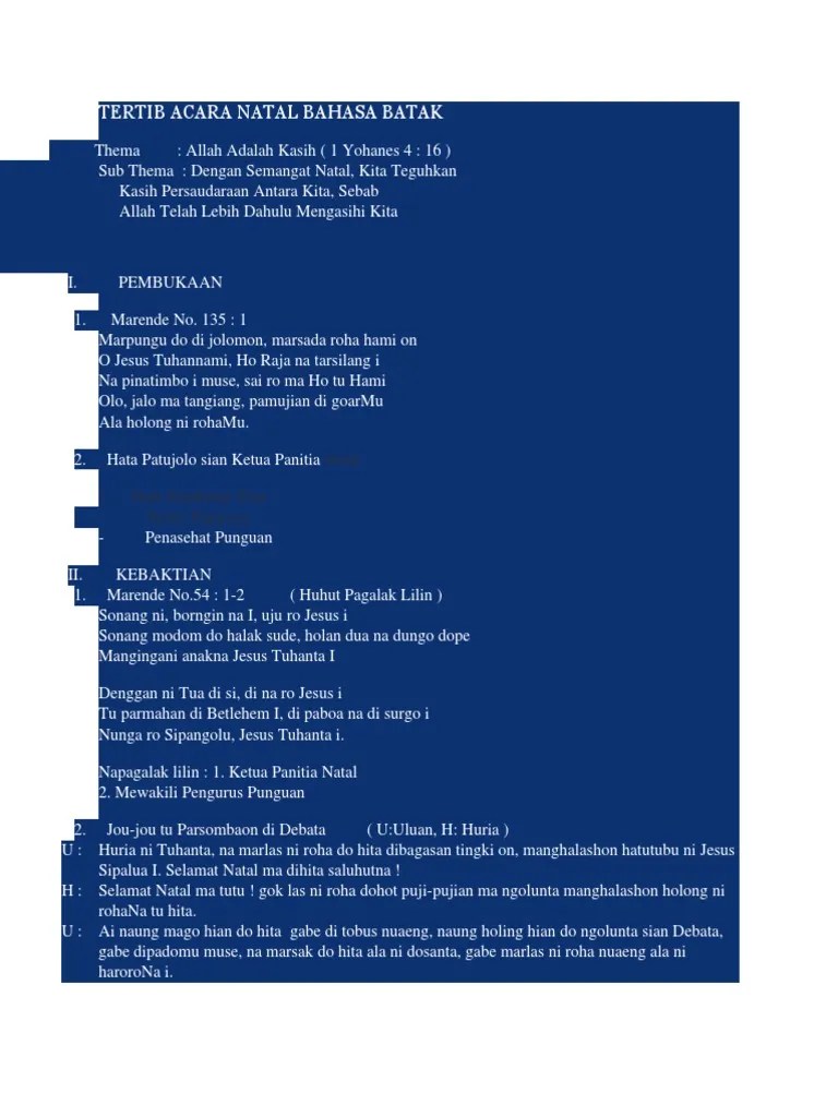 Tertib Acara Natal Bahasa Batak | PDF