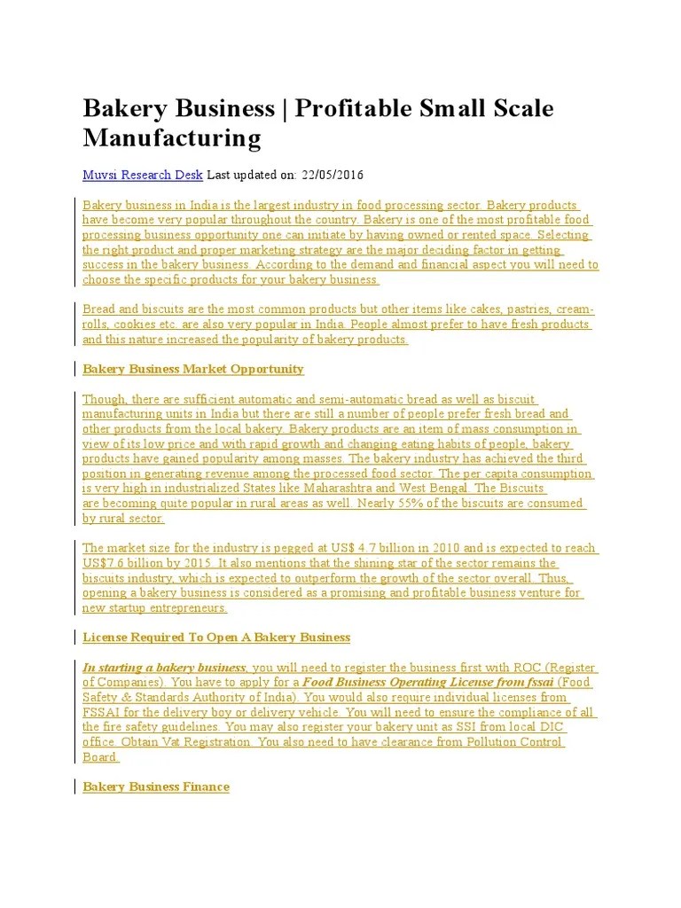 Bakery Business PDF Cakes Bakery