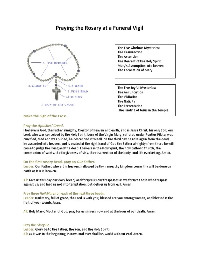 Praying The Rosary at A Funeral Vigil PDF Rosary Lord's Prayer