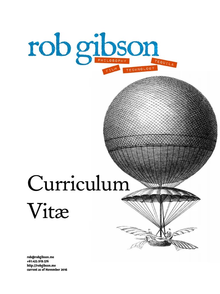 Rob Gibson Curriculum Vitae Design Thinking Consultant
